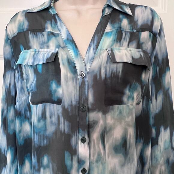 New York and Company Sheer Button-up Top, Size M - Picture 2 of 9